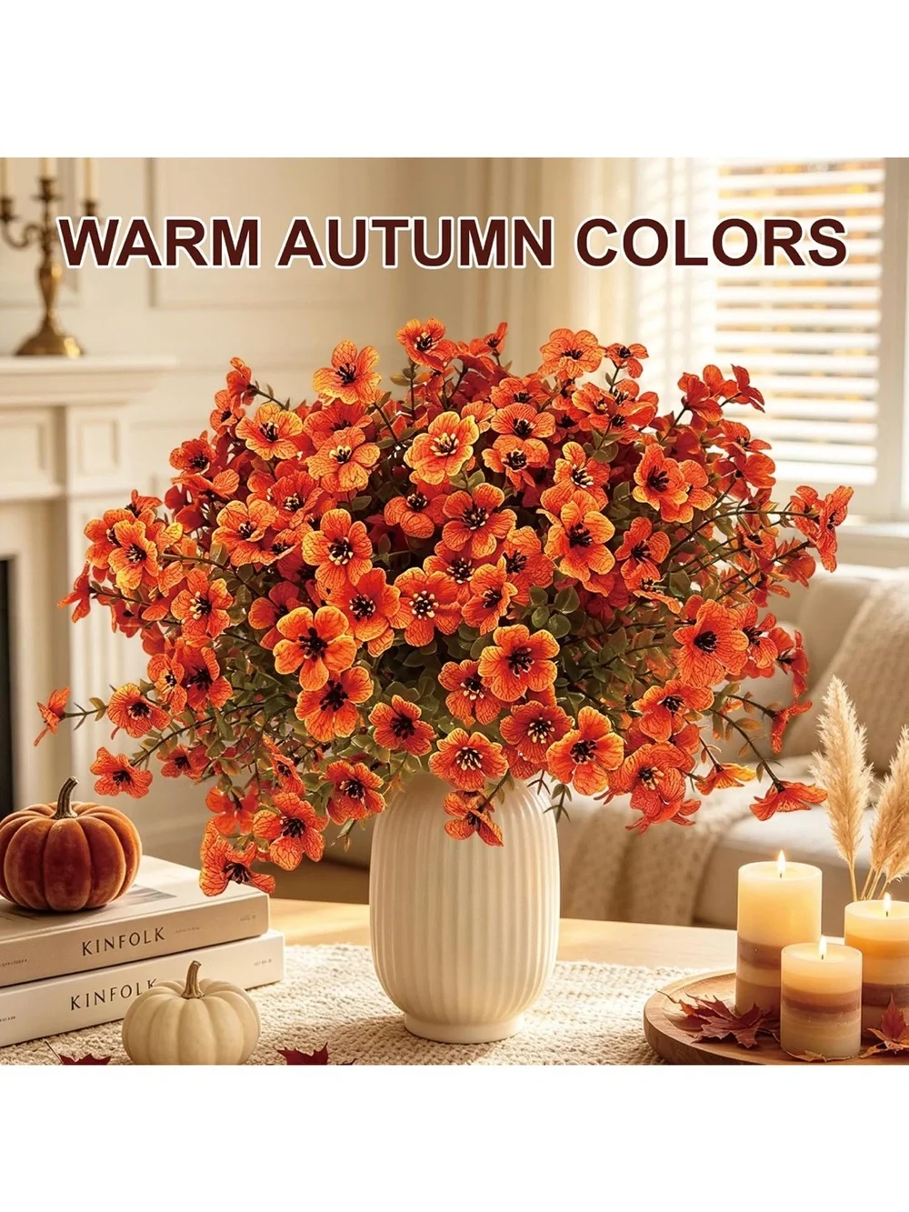 12 pcs artificial fall mums flower outdoor fake porch decor faux for planters